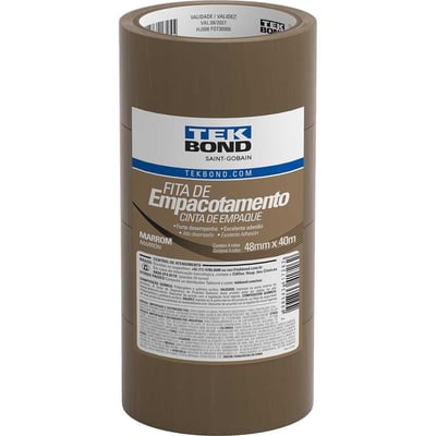 Fita adesiva, 48 mm x 40 m, marrom, embalagem com 4 rolos