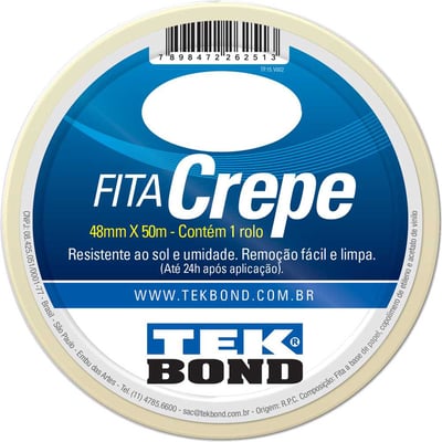 Fita crepe, 48 mm x 50 m, creme, uso geral, 211110485000