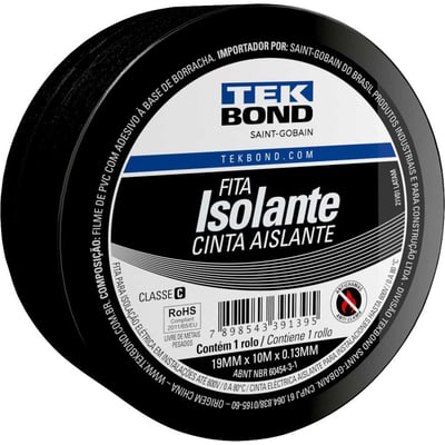 Fita isolante, 19,0 mm x 10 m, preta
