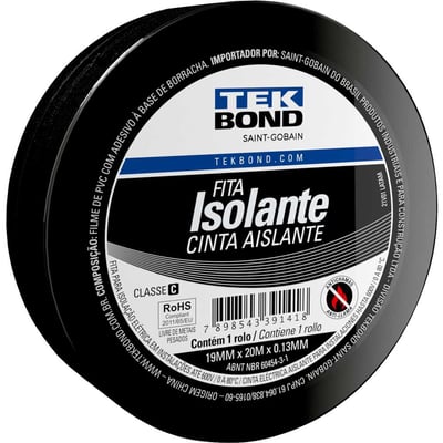 Fita isolante, 19,0 mm x 20 m, preta