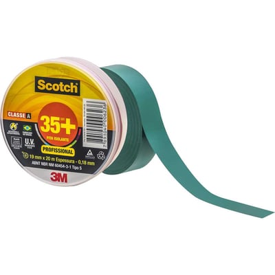 Fita isolante verde, 19 mm x 20 m, Scotch 35+, HB004482533