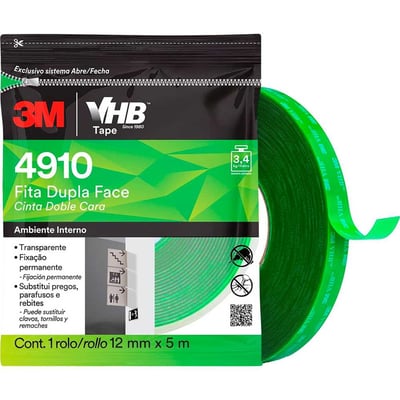 Fita dupla face incolor, 12 mm x 5 m, flowpack