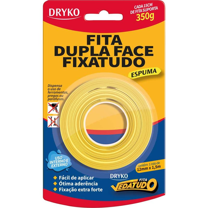 Fita dupla face espuma, 12 mm x 1,5 m