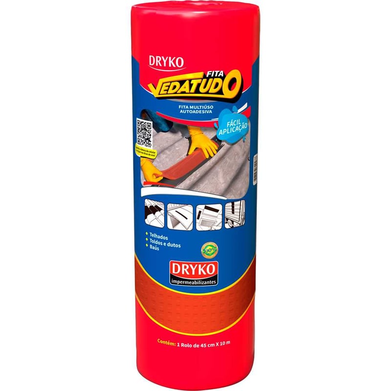 Fita adesiva impermeável com manta asfáltica, 45 cm x 10 m, Vedatudo Terracota