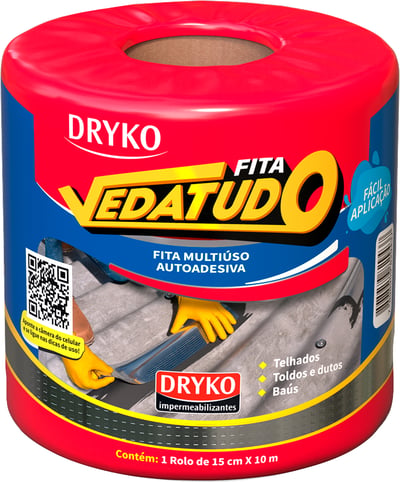 Fita adesiva impermeável com manta asfáltica, 15 cm x 10 m, Vedatudo Alumínio