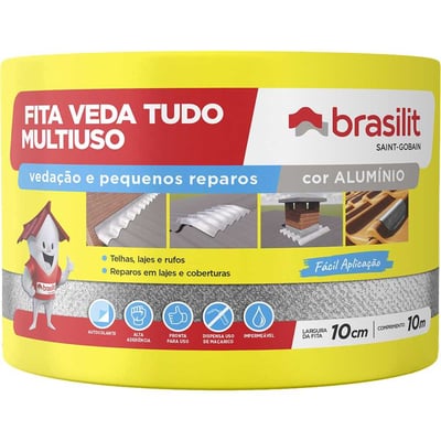Fita autoadesiva com película em alumínio, 10 cm x 10 m, VEDA TUDO BRASILIT QUARTZOLIT