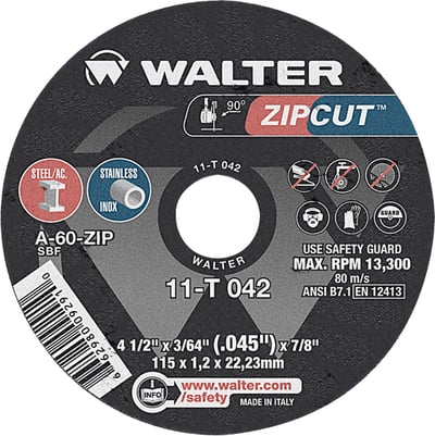 Disco de corte 115 mm x 1,2 mm x 22,23 mm, ZipCut, 11T042