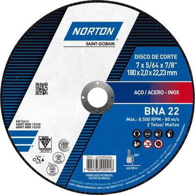Disco de corte 177,8 mm x 2 mm x 22,23 mm, BNA22