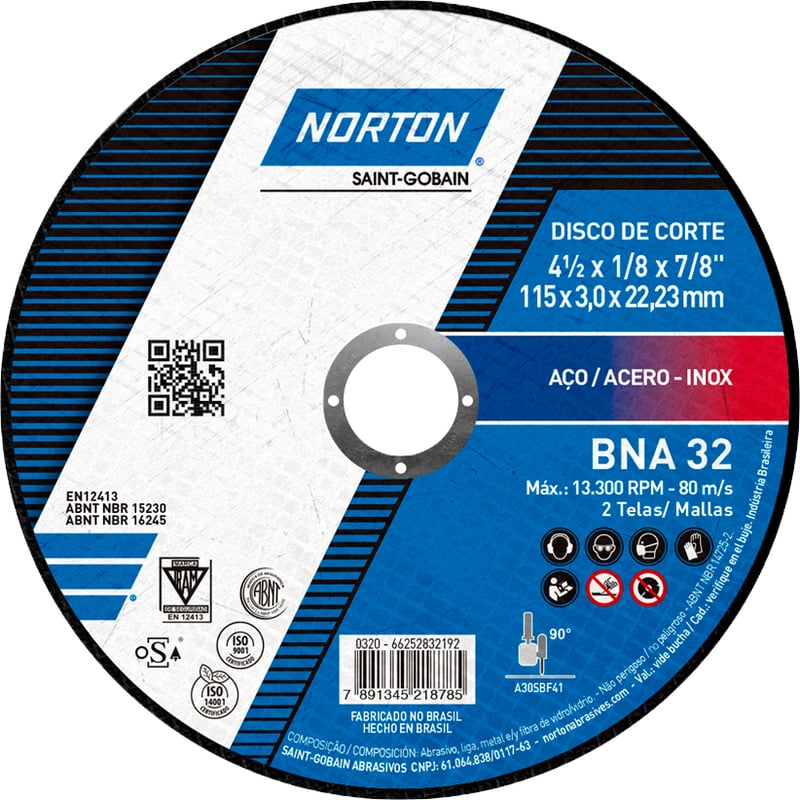 Disco de corte 115 mm x 3 mm x 22,23 mm, BNA32