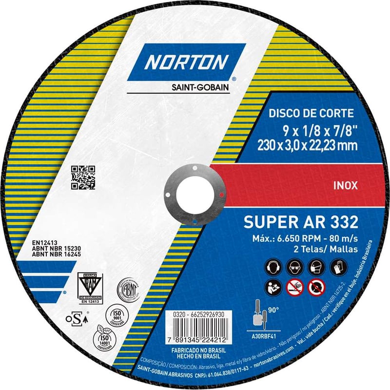 Disco de corte 230 mm x 3 mm x 22,23 mm, AR332