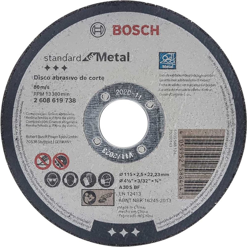 Disco de corte 115 mm x 2,5 mm x 22,23 mm 2608603164