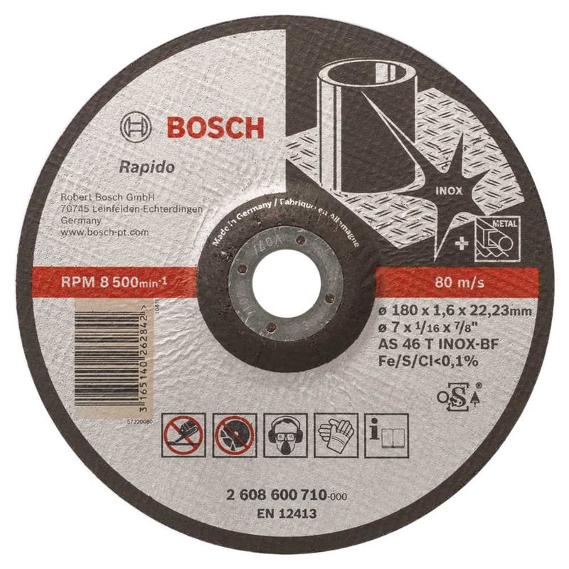 Disco de corte 180 mm x 1,6 mm x 22,23 mm 2608600710