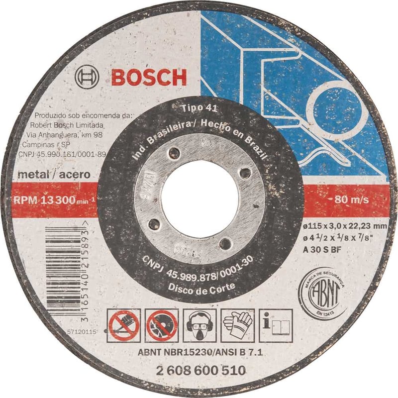Disco de corte 115 mm x 3,2 mm x 22,23 mm 2608600510, IND 40