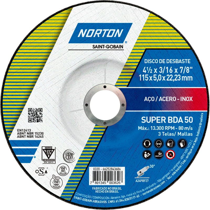 Disco de desbaste 115,0 mm x 5,0 mm x 22,23 mm, BDA 50