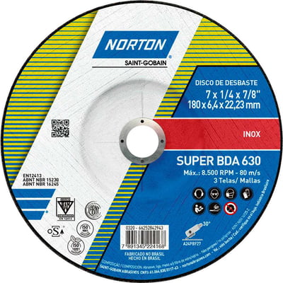 Disco de desbaste 180 mm x 6,4 mm x 22,23 mm, BDA630