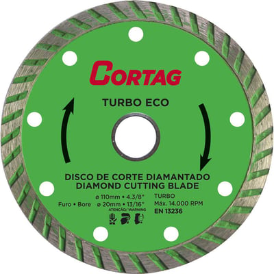 Disco de corte diamantado, 110 mm x 20 mm, turbo Eco