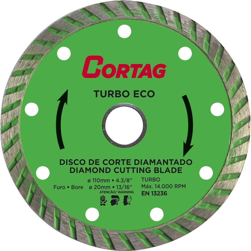 Disco de corte diamantado, 110 mm x 20 mm, turbo Eco