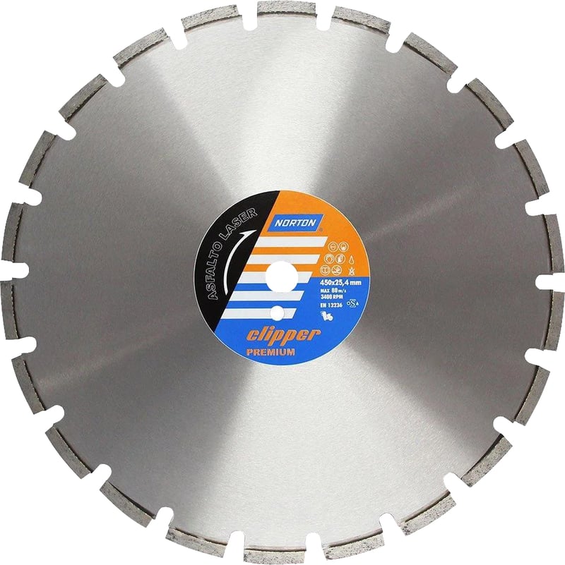 Disco diamantado para concreto, segmentado, 450 mm x 3,2 mm x 25,4 mm, NORTON