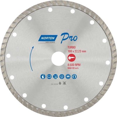 Disco de corte diamantado, 180 mm x 22,2 mm, turbo, 70184645784