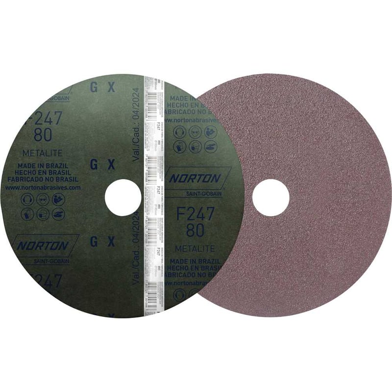 Disco de lixa costado em fibra, 7" - 180 mm, grão 80, F-247, Metalite
