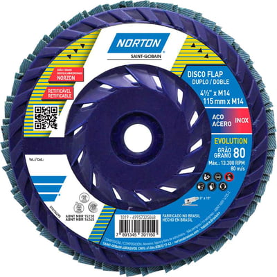 Flap-disc, disco de desbaste/acabamento, 4.1/2" - 115 mm, G 80, M14