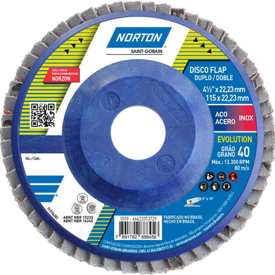 Flap-disc, disco de desbaste/acabamento, 4.1/2" - 115 mm, grão 40, R-822