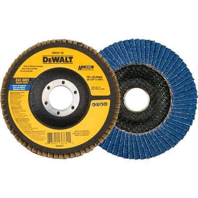 Flap-disc, disco de desbaste/acabamento, 4.1/2" - 115 mm, grão 40, zircônia, base de fibra cônica, DW8307-BR