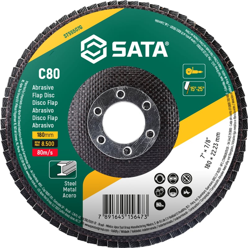 Flap-disc, disco de desbaste/acabamento, 7" - 180 mm, cônico, grão 80