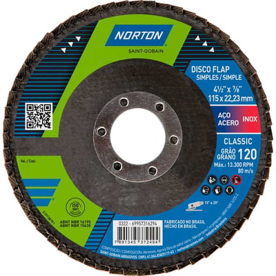 Flap-disc, disco de desbaste/acabamento, 4.1/2" - 115 mm, cônico, classic, grão 120