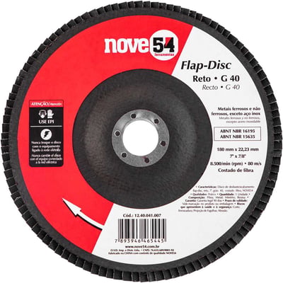 Flap-disc, disco de desbaste/acabamento, 7" - 180 mm, reto, grão 40