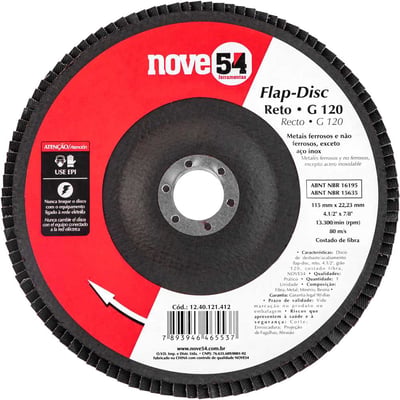 Flap-disc, disco de desbaste/acabamento, 4.1/2" - 115 mm, reto, grão 120