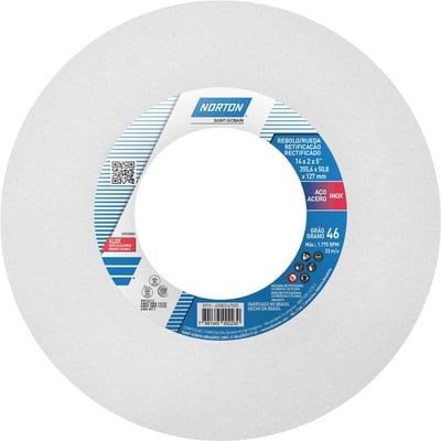 Rebolo reto 14" x 2" 38A, grão 46, branco