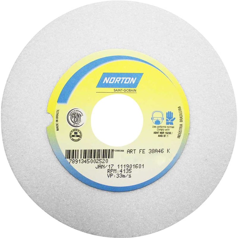 Rebolo reto 7" x 1/2" 38A grão 46 branco