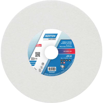 Rebolo reto 8" x 1" 38A grão 60 branco