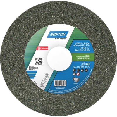 Rebolo reto 6" x 3/4" 39C grão 80 verde