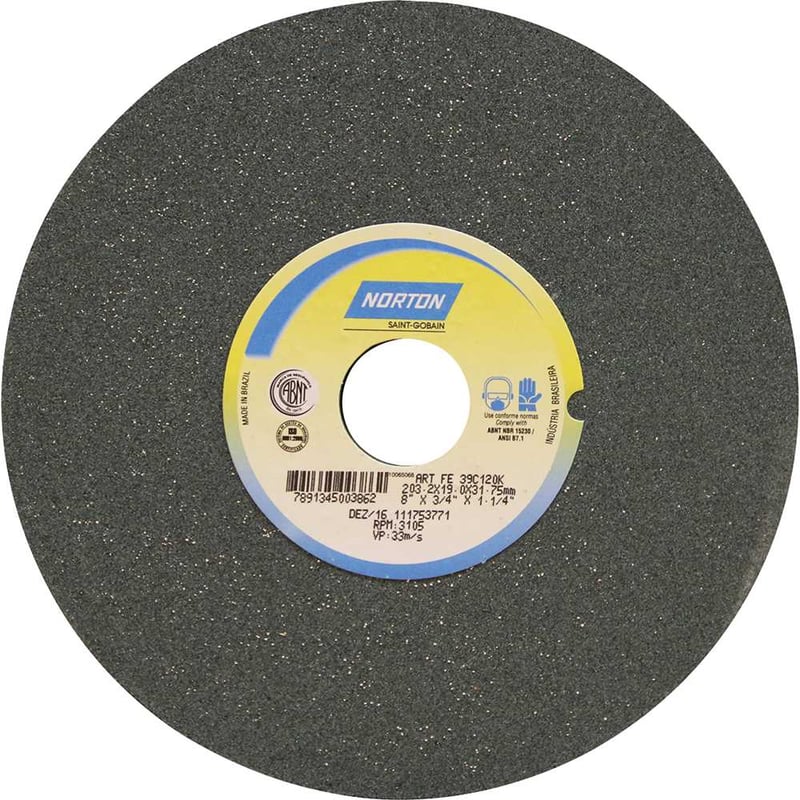 Rebolo reto 8" x 3/4" 39C, grão 120, verde