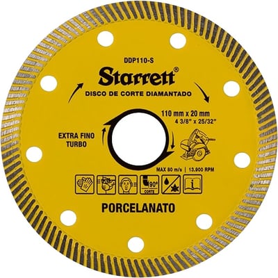 Disco de corte diamantado, 110 mm x 20 mm, extra fino turbo