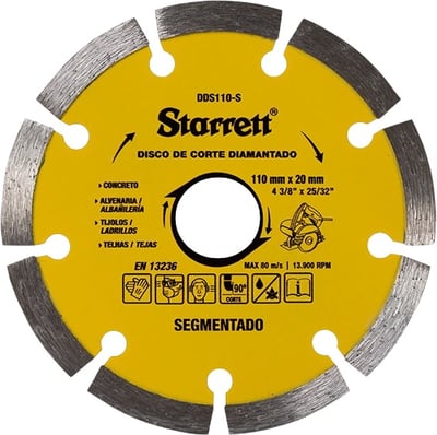 Disco de corte diamantado, 110 mm x 20 mm, segmentado, DDS110-S STARRET