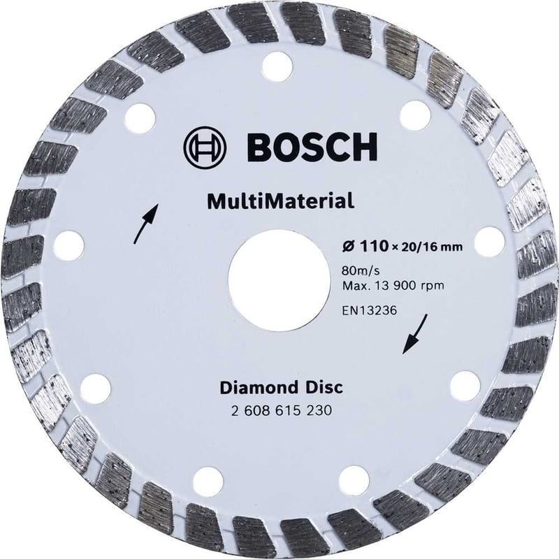 Disco de corte diamantado, 110 mm, multimaterial turbo, 2 608 615 230 BOSCH.