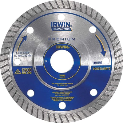 Disco de corte diamantado, 110 mm x 20 mm, Turbo Especial Porcelanato