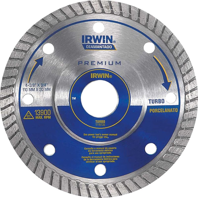 Disco de corte diamantado, 110 mm x 20 mm, Turbo Especial Porcelanato