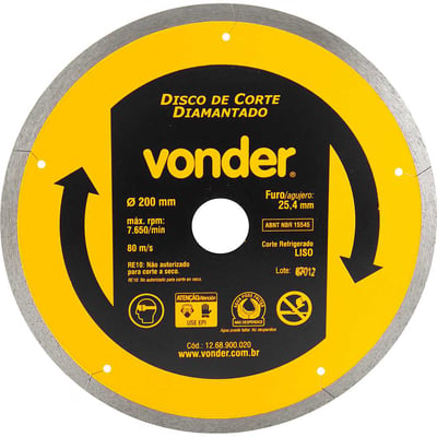 Disco de corte diamantado, 200 mm x 25,4 mm, liso