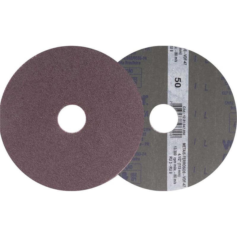 Disco de lixa costado em fibra, 4.1/2", grão 80