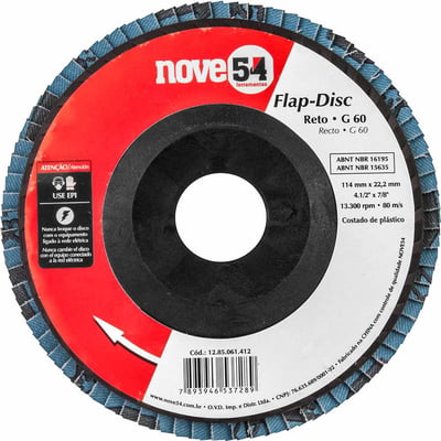 Flap-disc, disco de desbaste/acabamento, 4.1/2" - 115 mm, grão 60
