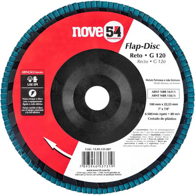 Flap-disc, disco de desbaste/acabamento, 7" - 180 mm, grão 120