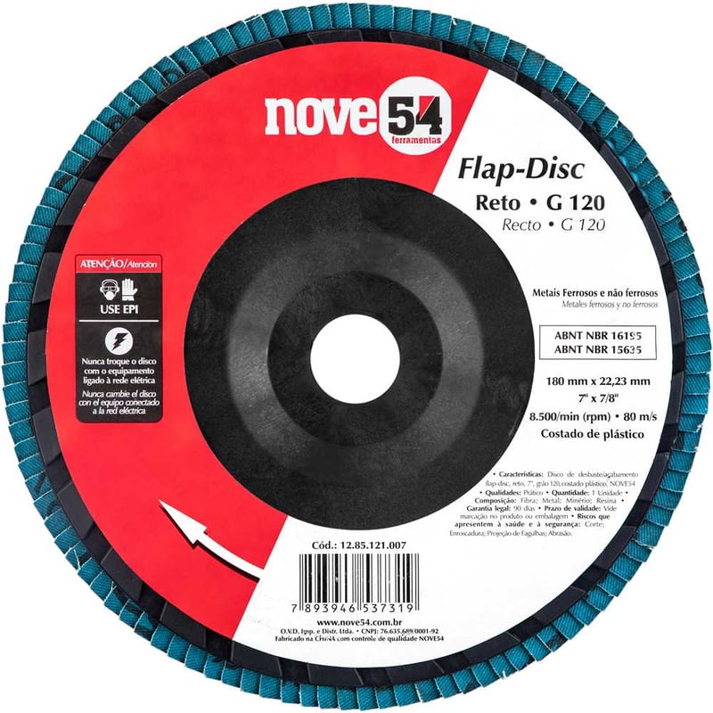 Flap-disc, disco de desbaste/acabamento, 7" - 180 mm, grão 120
