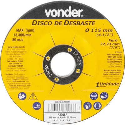 Disco de desbaste 115,0 mm x 6,4 mm x 22,23 mm