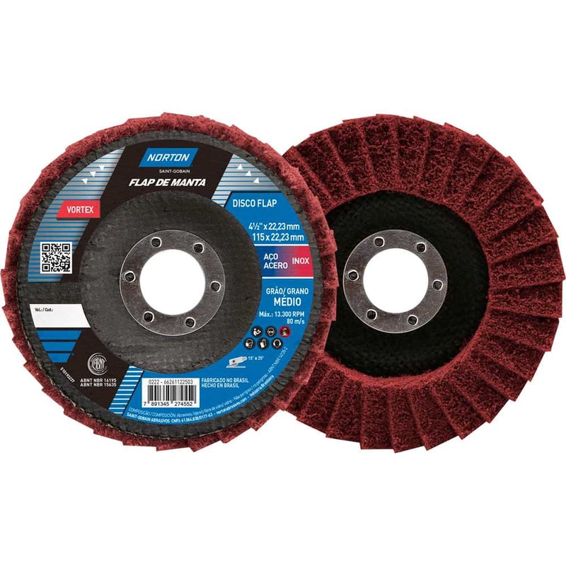Disco para desbaste e acabamento, flap BEAR TEX, perfil cônico, 4 1/2" (115 mm x 122 mm), 66261122503