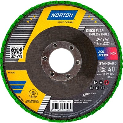 Flap-disc, disco de desbaste/acabamento, 4.1/2" - 115 mm, grão 40, R244 Standard, 66254443861
