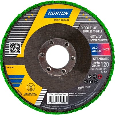 Flap-disc, disco de desbaste/acabamento, 4.1/2" - 115 mm, grão 120, R244 Standard, 66254443864